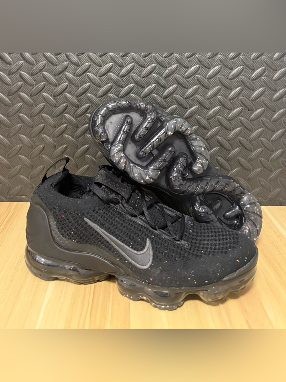 Nike Air VaporMax Flyknit 2021 Triple Black Shoes DB1550-001 GS / Womens Sizes